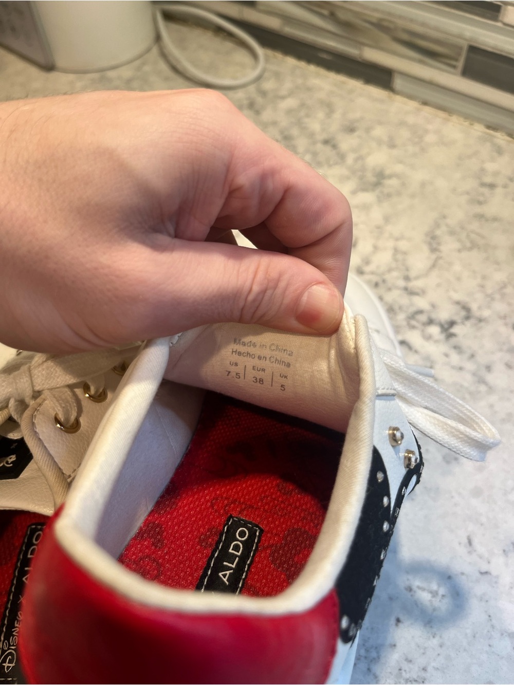 Disney X Aldo Party Mickey Sneaker Lunar New Year Collection White Size 7 1/2 - Picture 14 of 16